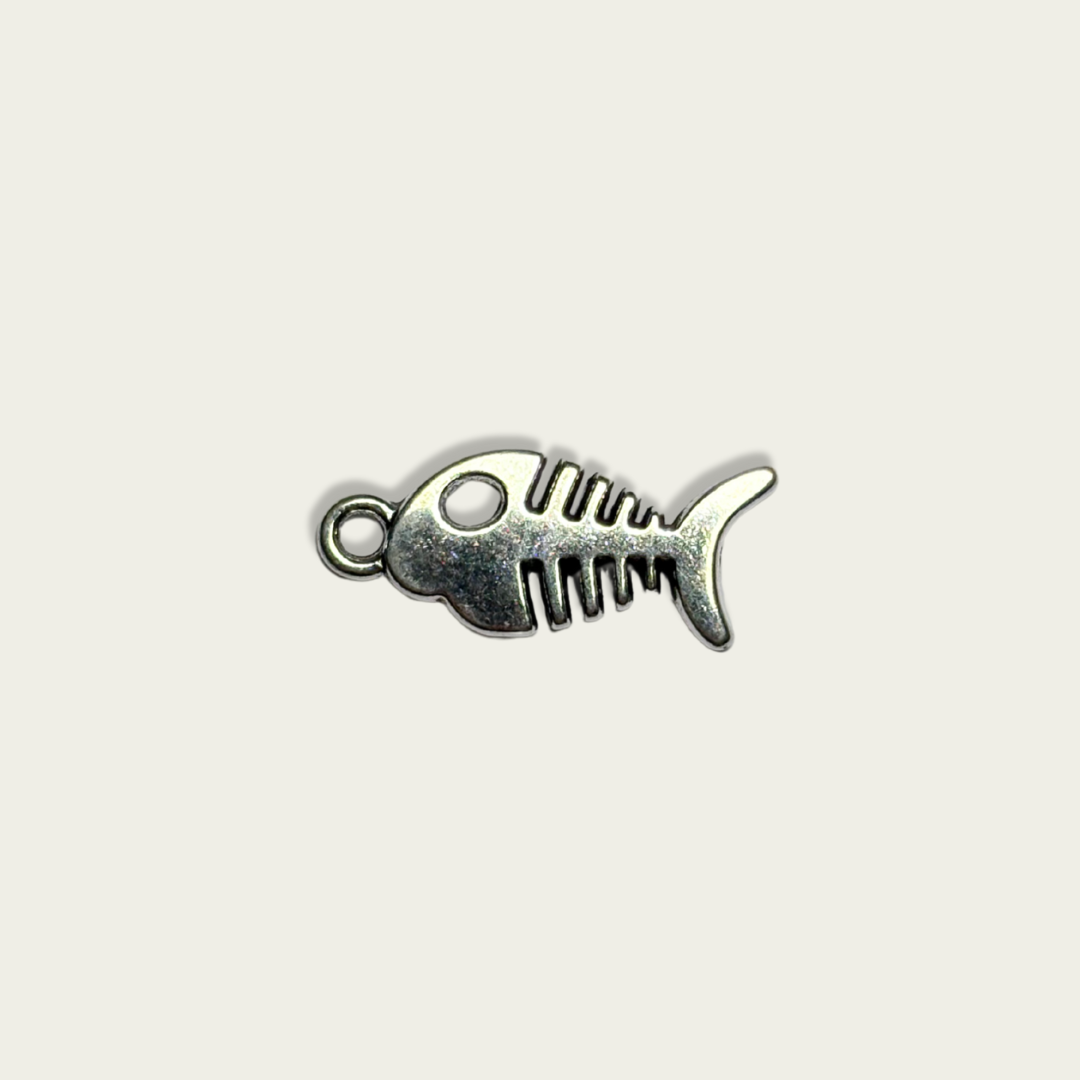Fishbone Silver Charm